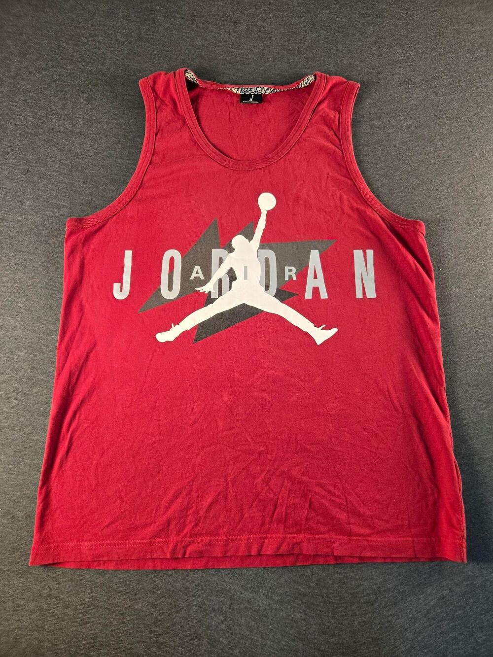 Jordan Shirt Mens Large Red Sleeveless Tank Top Jumpman Logo Graphic Basketball